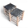 Tabouret en bois et cuir tressé