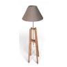 Lampe pied en bois, abat-jour beige
