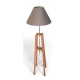 Lampe pied en bois, abat-jour beige
