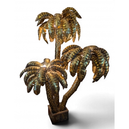 Lampe Palmier Maison Jansen XXL en laiton
