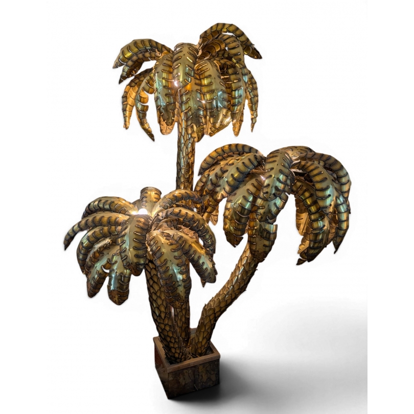 Lampe Palmier Maison Jansen XXL en laiton