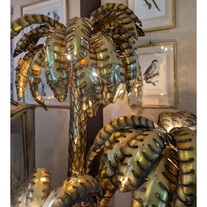 Lampe Palmier Maison Jansen XXL en laiton