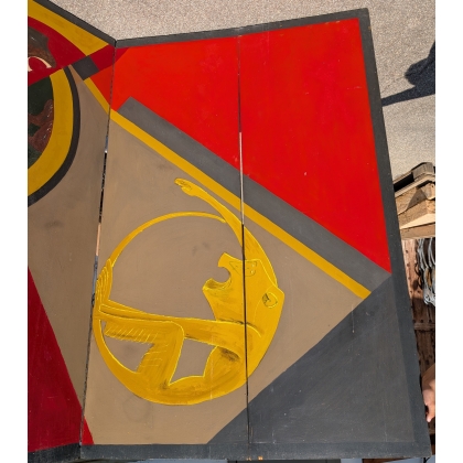 4-panel painted wooden screen featuring monkeys