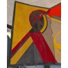 4-panel painted wooden screen featuring monkeys