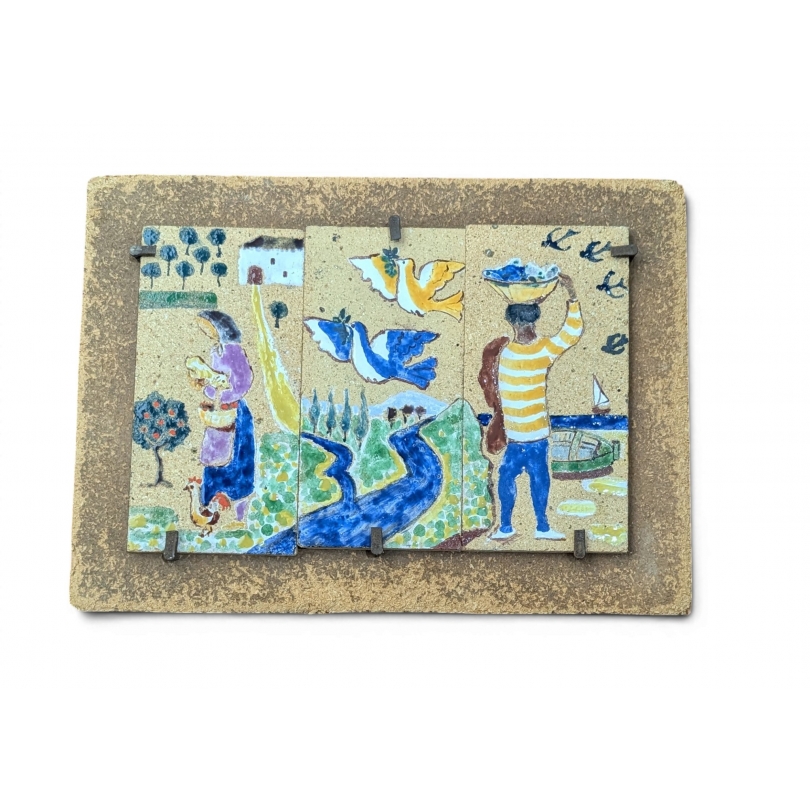 Triptyque de briques peintes
