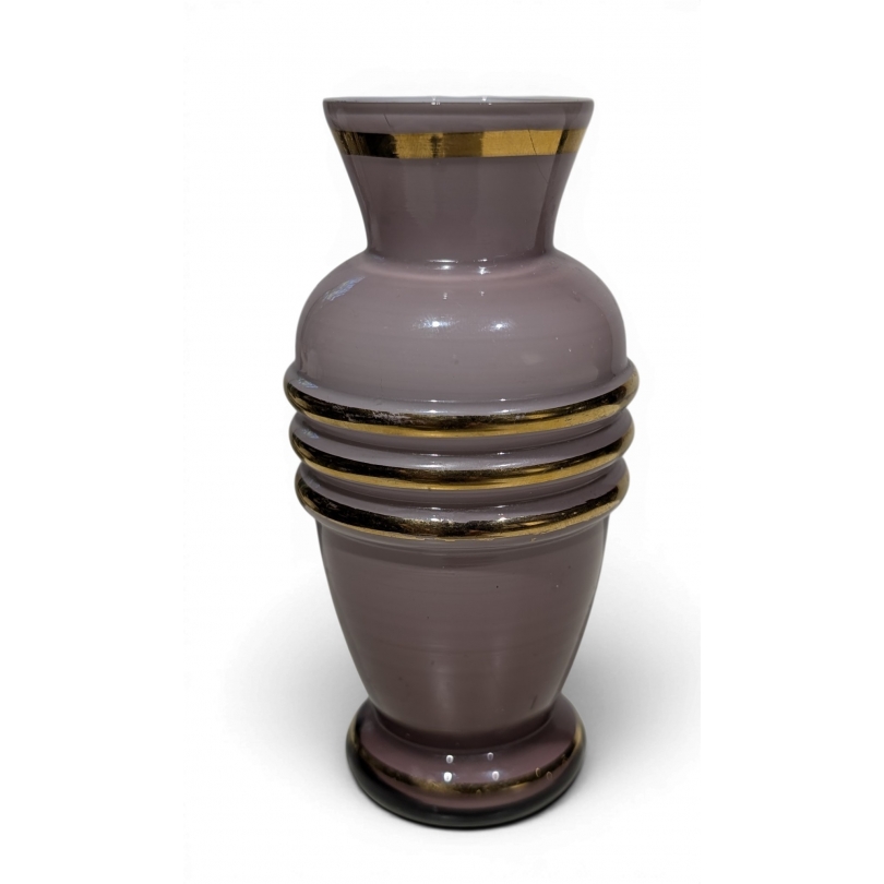 Petit vase en verre violet et doré