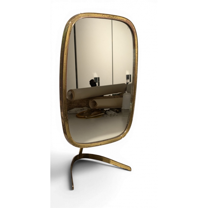 Miroir de table Art-Deco en laiton