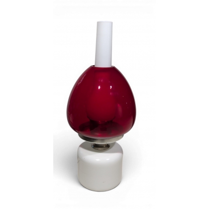 Lampe en opaline blanche et rouge