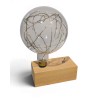 Lampe Boule, socle en bois