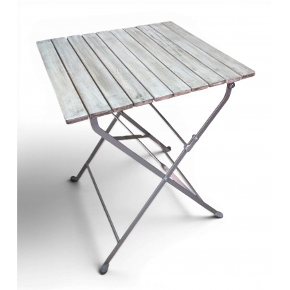 Table pliante en bois et métal