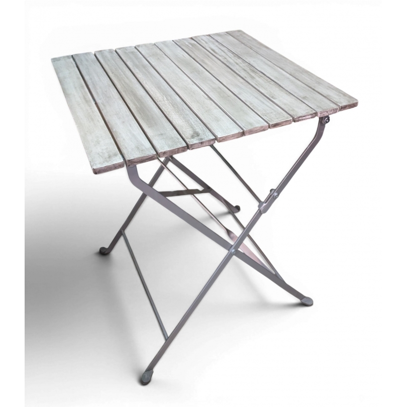 Table pliante en bois et métal