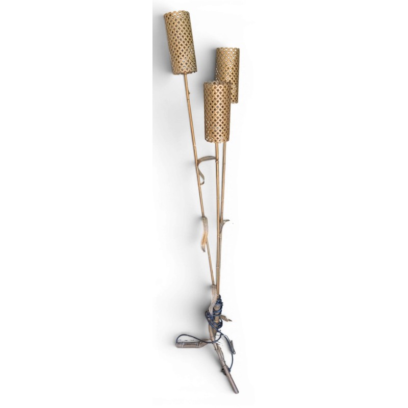 Lampe Bambou en métal doré