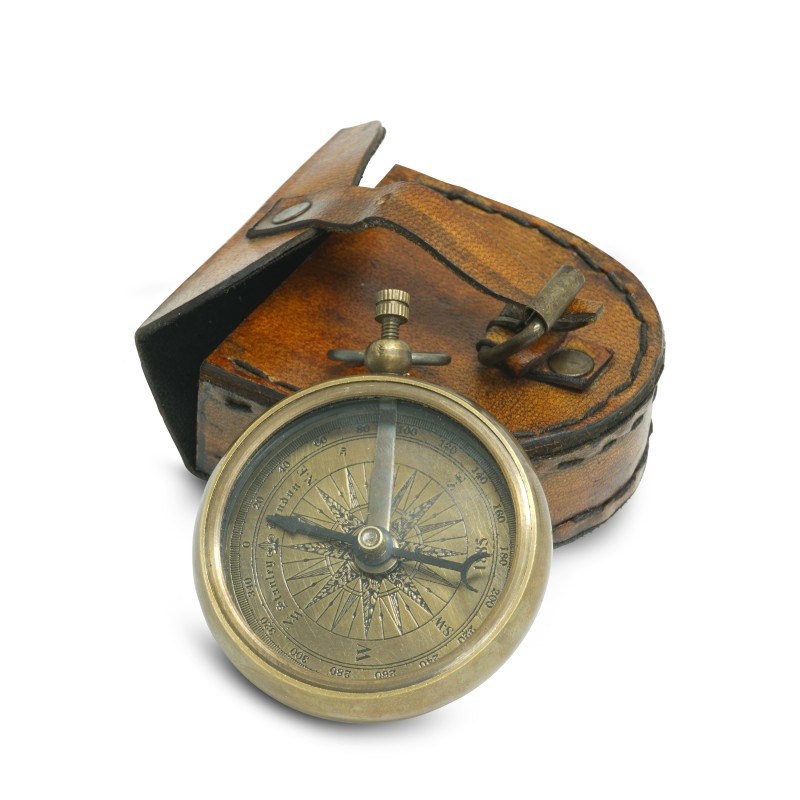 Compass with leather sheath