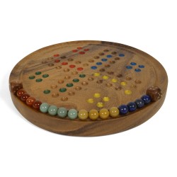 Jeu de ludo en bois et billes en pierre