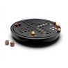 Black wooden Ludo set with stone pieces