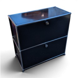 Meuble USM bleu à 2 casiers