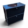 Meuble USM bleu à 2 casiers