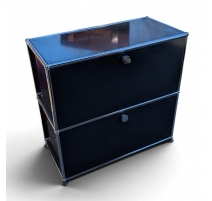 Meuble USM bleu à 2 casiers