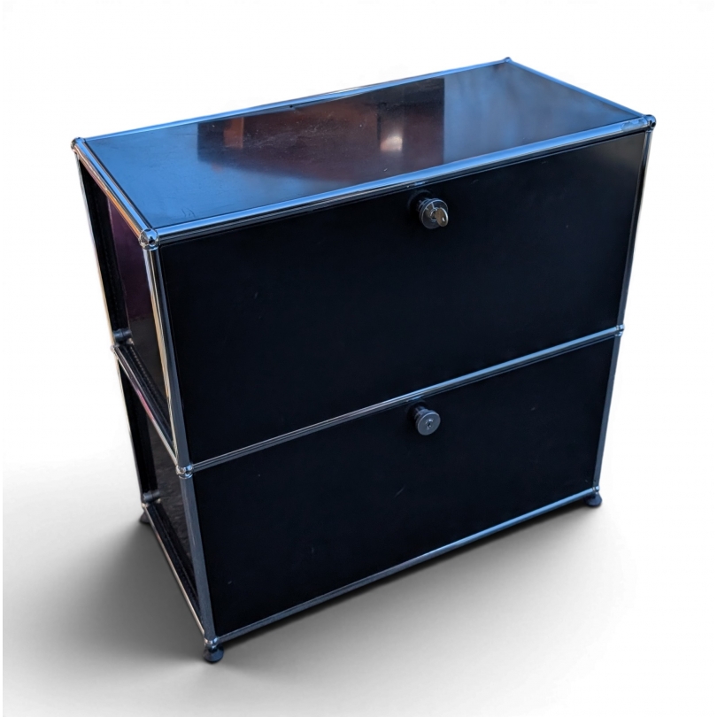 Meuble USM bleu à 2 casiers