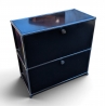 Meuble USM bleu à 2 casiers