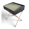 Small desk in black leather and gold-coloured metal by ADNET