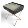 Petit bureau en cuir noir et métal doré par ADNET