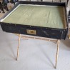Small desk in black leather and gold-coloured metal by ADNET