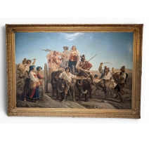 Tableau "Les Moissoneurs Pontins" signé CARRARD