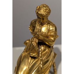 Bronze doré Femme assise fillant