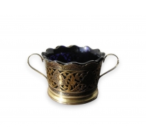 Cup with handles are crystal blue and
