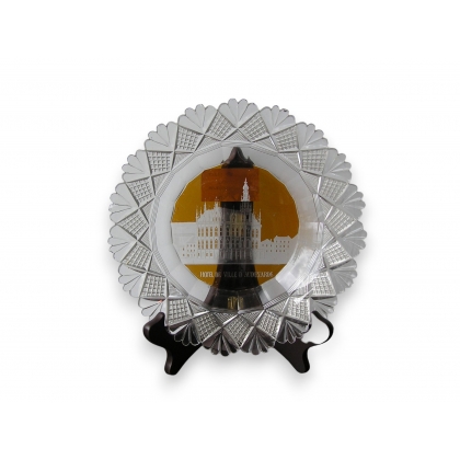 Assiette en cristal \"Hotel de ville d\'Audenarde\"