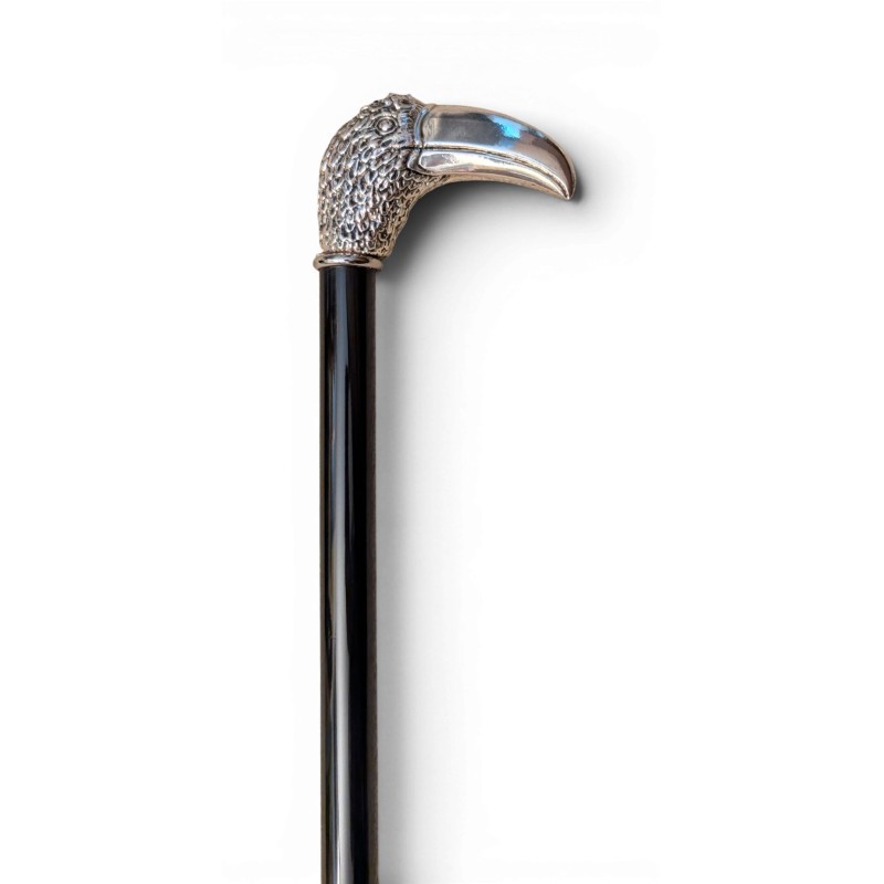Canne épée avec pommeau argenté Toucan