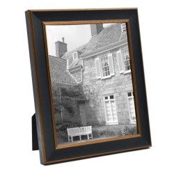 Cadre photo en bois noir et or