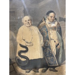 Gravure "L'alchimiste et le curé"