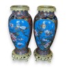 Paire de grand vases cloisonnés aux fleurs