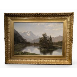 Tableau "Lac de montagne" signé J. JEQUIER