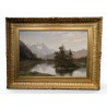 Tableau "Lac de montagne" signé J. JEQUIER
