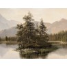 Tableau "Lac de montagne" signé J. JEQUIER