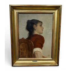 Tableau "Portrait" signé E.R.