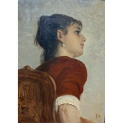 Tableau "Portrait" signé E.R.