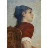 Tableau "Portrait" signé E.R.