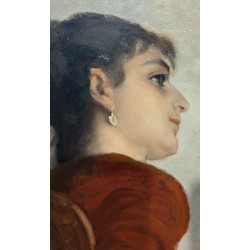 Tableau "Portrait" signé E.R.