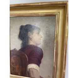 Tableau "Portrait" signé E.R.