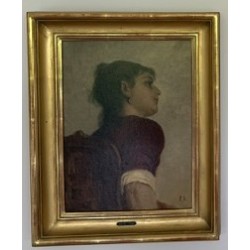 Tableau "Portrait" signé E.R.