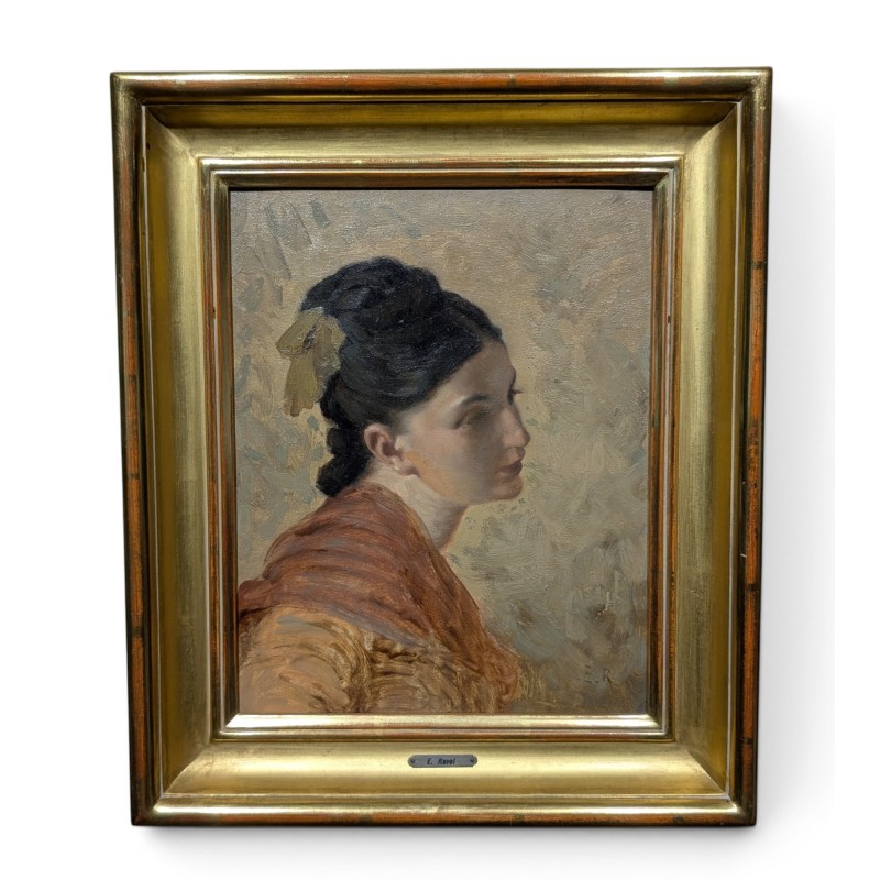 Tableau "Portrait" signé E.R.