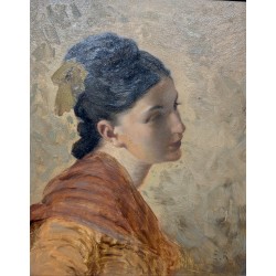 Tableau "Portrait" signé E.R.