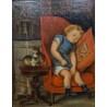 Tableau "Enfant dormant" signé J HUMBORG