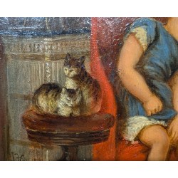 Tableau "Enfant dormant" signé J HUMBORG