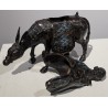 Toba sur sa mule en bronze cloisonné