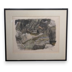 Gravure "Bouquetins d'Espagne" signée HAINARD